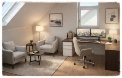 Tetőtéri iroda – látványterv