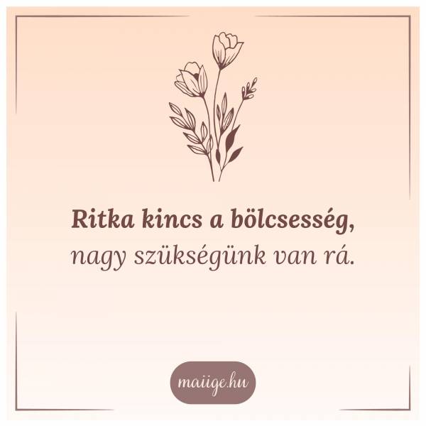 Ritka kincs a bölcsesség, nagy szükségünk van rá.