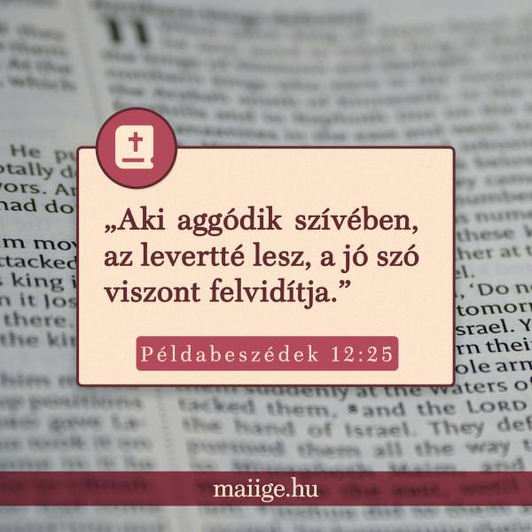 „Aki aggódik szívében, az levertté lesz, a jó szó viszont felvidítja.” (Példabeszédek 12:25)