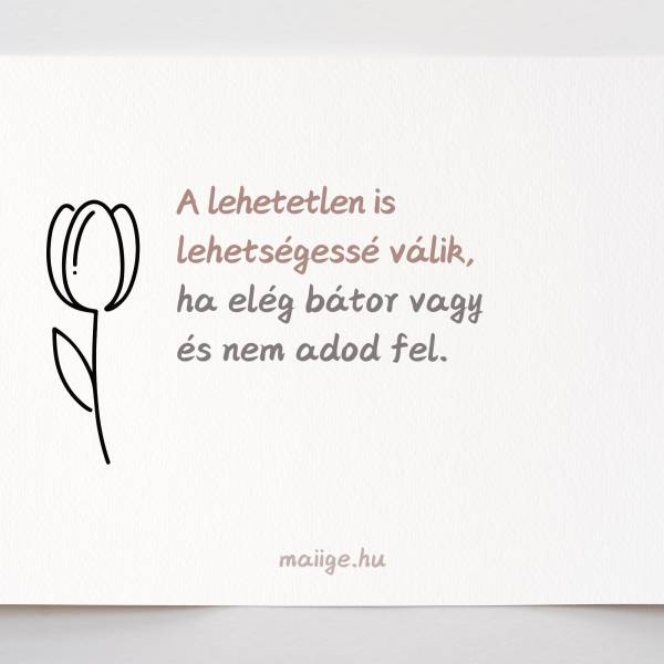 A lehetetlennek tűnő dolgok is lehetségessé válnak, ha elég bátor vagy és nem adod fel.