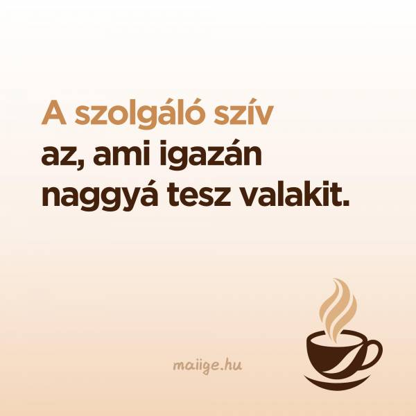 A szolgáló szív az, ami igazán naggyá tesz valakit. 
