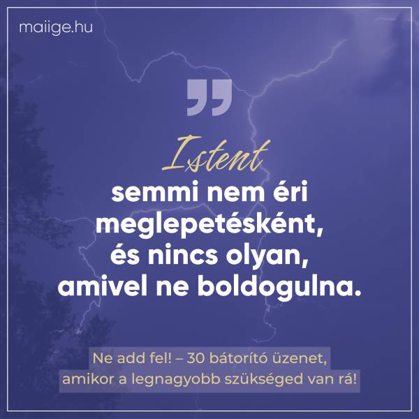 „Istent semmi nem éri meglepetésként, és nincs olyan, amivel ne boldogulna.”