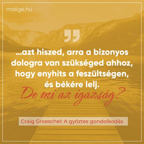 „…azt hiszed, arra a bizonyos dologra van szükséged ahhoz, hogy enyhíts a feszültségen, és békére lelj. De mi az igazság?”