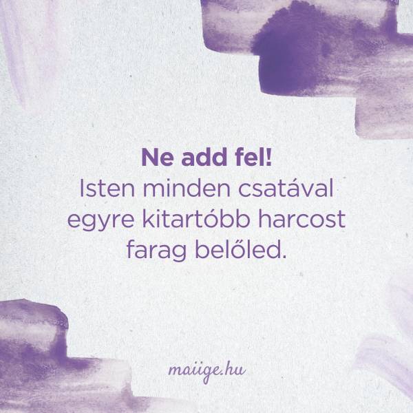 Ne add fel! Isten minden csatával egyre kitartóbb harcost farag belőled.