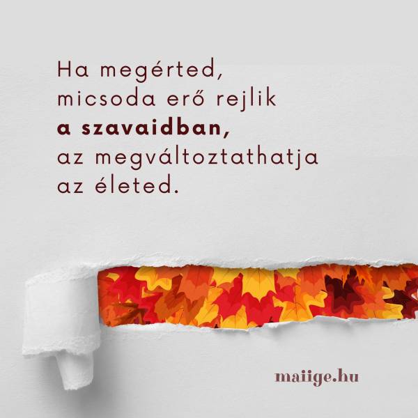 Ha megérted, micsoda erő rejlik a szavaidban, az megváltoztathatja az életed. 