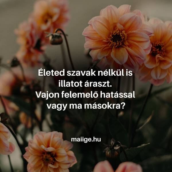 Életed szavak nélkül is illatot áraszt. Vajon felemelő hatással vagy ma másokra?