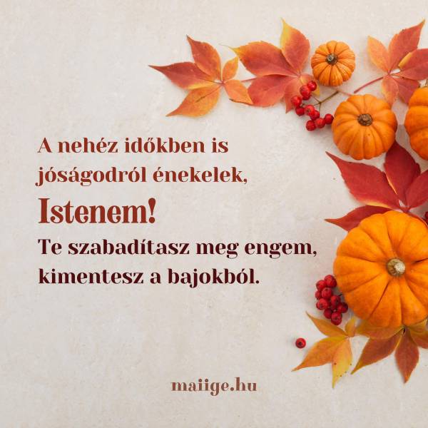 A nehéz időkben is jóságodról énekelek, Istenem! Mert Te szabadítasz meg engem, kimentesz a bajokból.