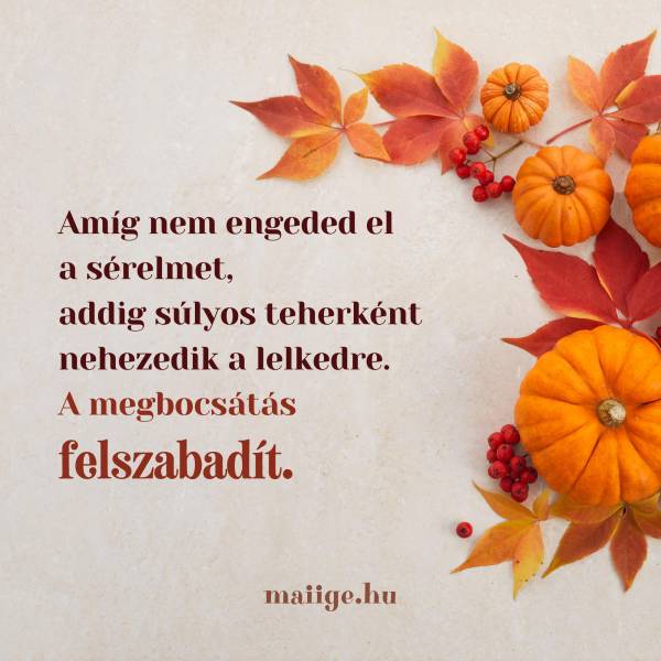 Amíg nem engeded el a sérelmet, addig súlyos teherként nehezedik a lelkedre. A megbocsátás felszabadít.