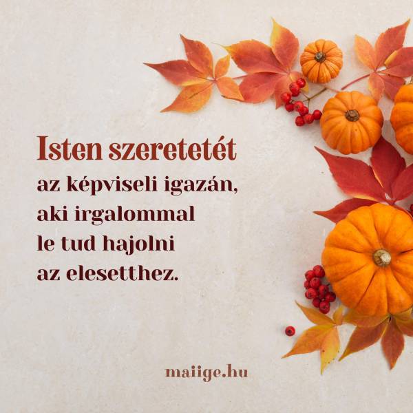 Isten szeretetét az képviseli igazán, aki irgalommal le tud hajolni az elesetthez.