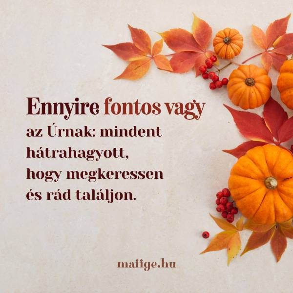 Ennyire fontos vagy az Úrnak: mindent hátrahagyott, hogy megkeressen és rád találjon.