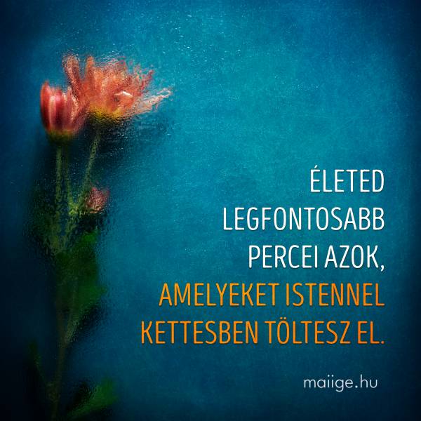 Életed legfontosabb percei azok, amelyeket Istennel kettesben töltesz el.