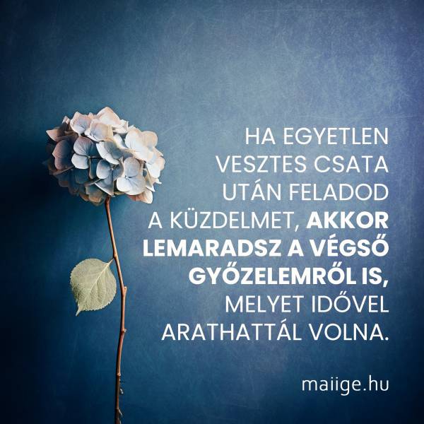 Ha egyetlen vesztes csata után feladod a küzdelmet, akkor lemaradsz a végső győzelemről is, idővel arathattál volna.