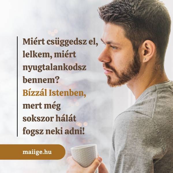 Miért csüggedsz el, lelkem, miért nyugtalankodsz bennem? Bízzál Istenben, mert még sokszor hálát fogsz neki adni!