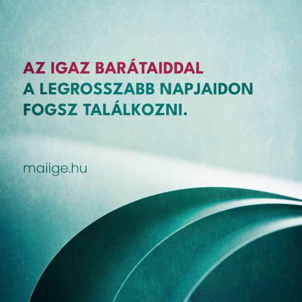 Az igaz barátaiddal a legrosszabb napjaidon fogsz találkozni. 